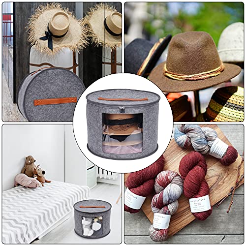 Large Hat Box Travel,Foldable Hat Boxes With Lids, Decorative Closet Organizer For Women And Men,Suitable For Various Types Of Hats,15.7 X11 Inch,Gray #TOP5