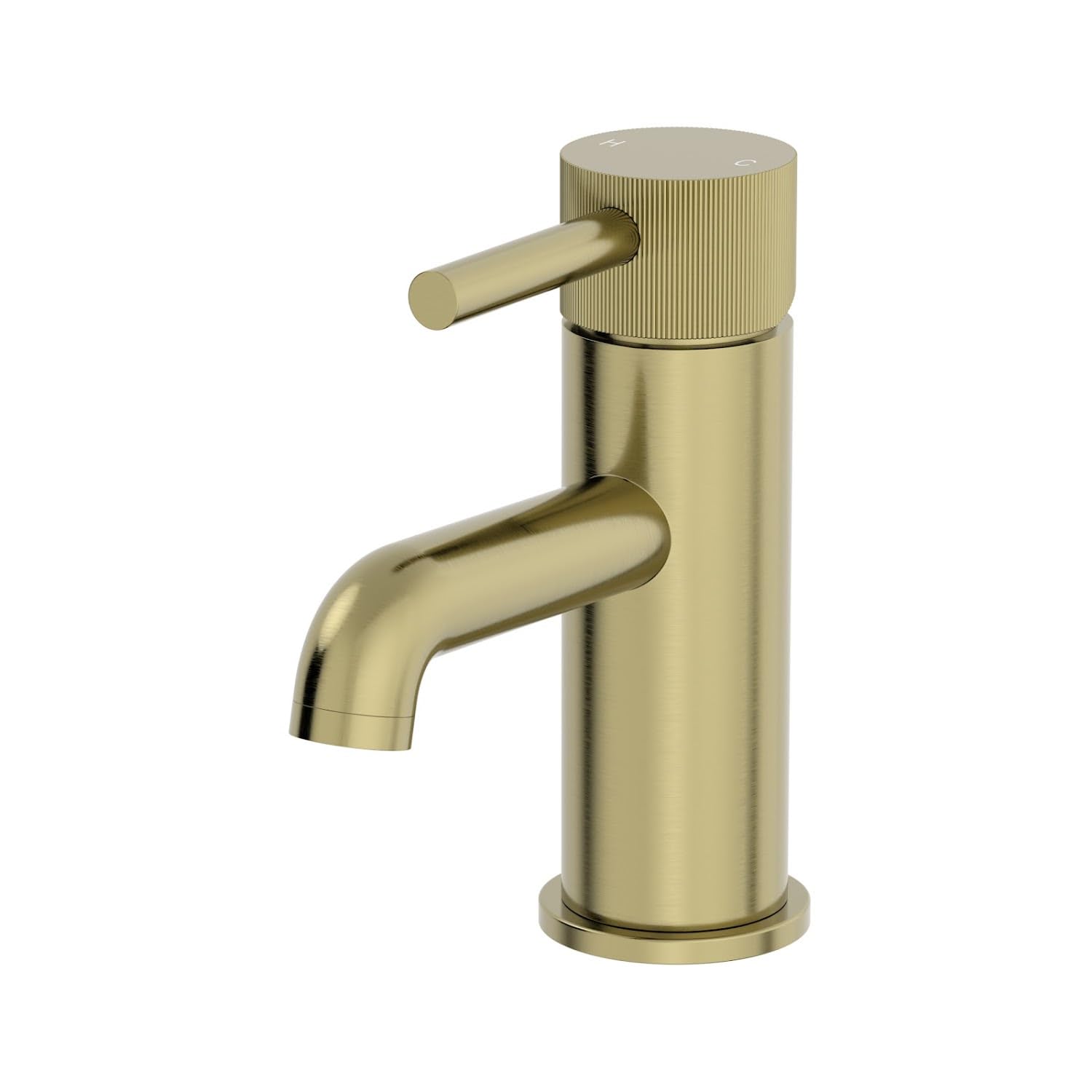 Architeckt® Fluted Bathroom Basin Sink Mixer Tap Modern Mono Round Single Lever Handle Faucet for Sinks, Brushed Brass