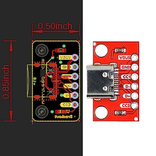 10 piezas conector hembra USB Tipo C placa breakout miniatura 5