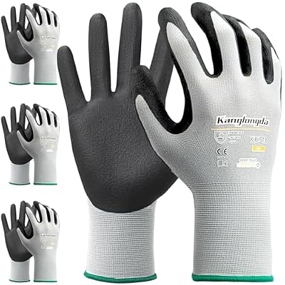 Kebada Foam Nitrile Coated Work Gloves, 3 Pairs Nylon Gloves with Grip, Ideal for Package Handling, Warehouse, Mechanic and Light Duty Construction, Small