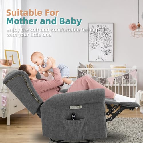 Sillón reclinable giratorio gris con masaje miniatura 7