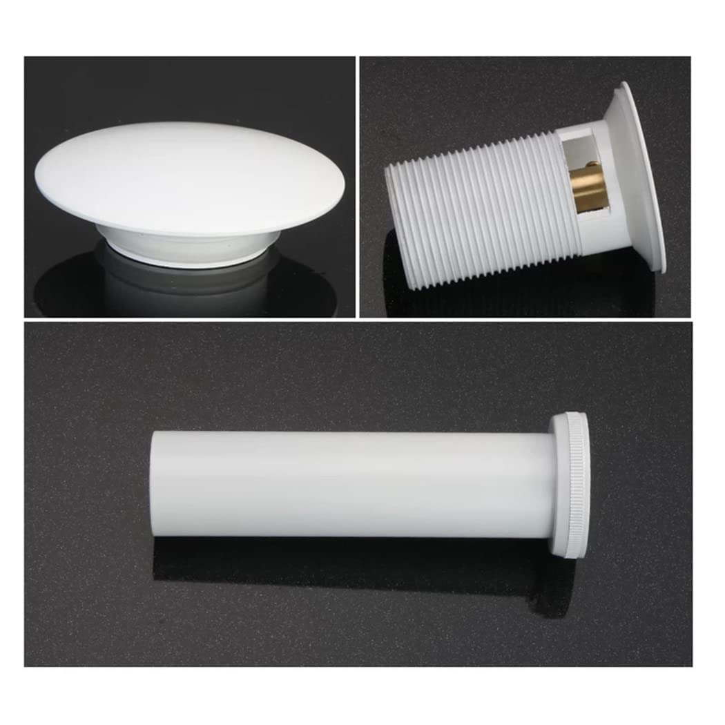WRIST Desagüe para Lavabo De Baño, Desagües Emergentes De Latón para Lavabos De Baño, Recipiente para Lavabo, Tapa Grande Blanca con O Sin Orificio De Desbordamiento, Accesorios De Baño Modernos,B