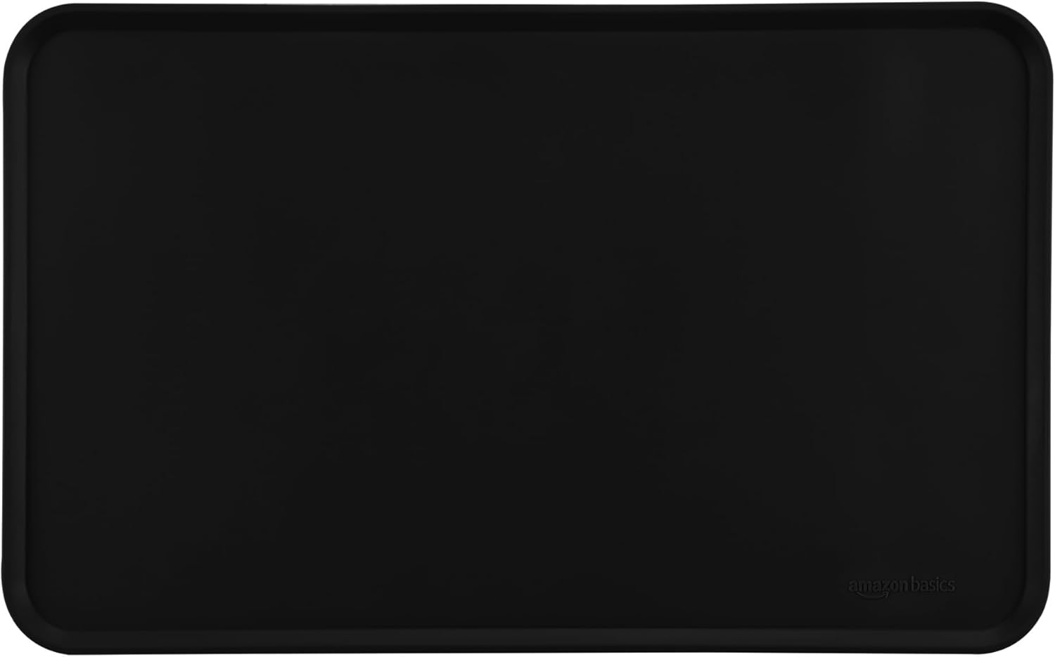 Amazon Basics Anti-Slip Waterproof Pet Food Mat with Raised Edges – 18.5 x 11.5 in, Black