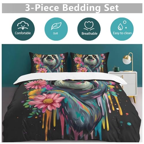 Funda de edredón con estampado 3D Faultierss microfibra cómoda 7