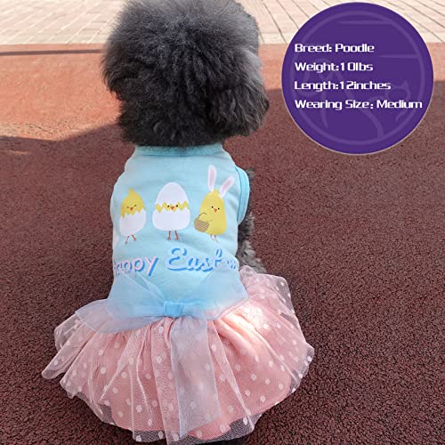 Cyeollo Dog Dress Easter Clothes Cute Cartoon Eggs Holiday Eater Day Outfits Tulle Doggie Dog Dresses For Small Dogs Xs #TOP1
