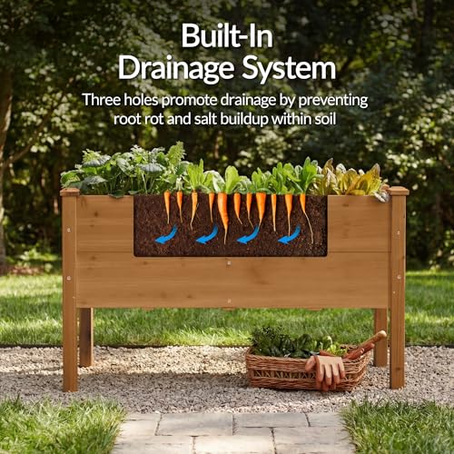 Image of Best Choice Products 48 inch x 24 inch x 30 inch Raised Garden Bed with Extra Deep 16 inch Depth, Elevated Wood Planter Box Stand for Backyard, Patio, Balcony, Natural Fir Wood - Acorn Brown