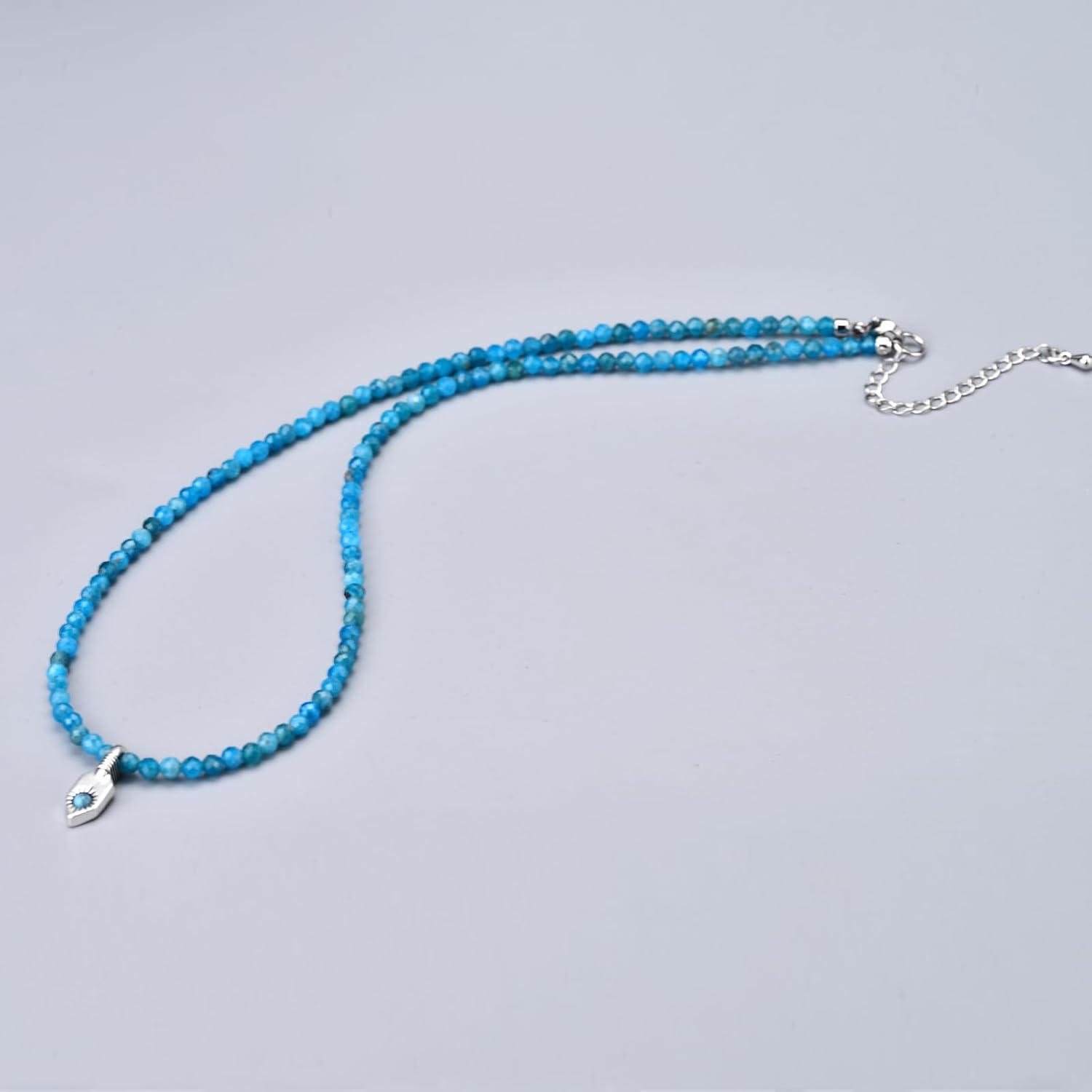 3mm Gemstone Beaded Necklaces for Women Dainty Boho Choker Turquoise Shield Pendant Necklace - Image 7