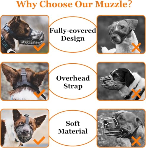 OFFOF Maulkorb für Große Hunde - Atmungsaktive Haustier Maske für Hundetraining – Bequem & Sicher für Kleine, Mittlere & Große Hunde (XL)