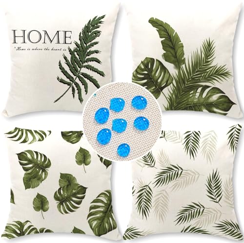 wtisan Juego de 4 fundas de cojín de 45 x 45 cm, impermeables, impermeables, transpirables, para plantas verdes tropicales, A02, decoración de jardín, para exteriores, hogar, jardín, etc