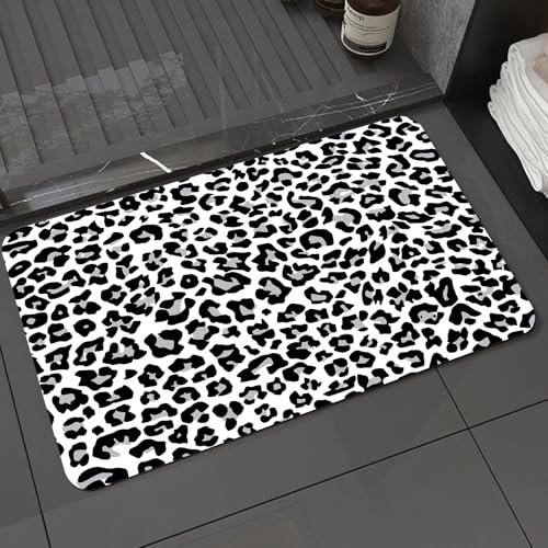 KDWJS Bath Mat,Soft and Comfortable,Super Water Absorption,Non-Slip,Machine Wash,Easier to Dry for Bathroom Floor Rug,Black and white leopard, monochrome leopard - inspiring design, fashion,16x24 in KDWJS Bath Mat,Soft and Comfortable,Super Water Absorption,Non-Slip,Machine Wash,Easier to Dry for Bathroom Floor Rug,Black and white leopard, monochrome leopard - inspiring design, fashion,16x24 in
