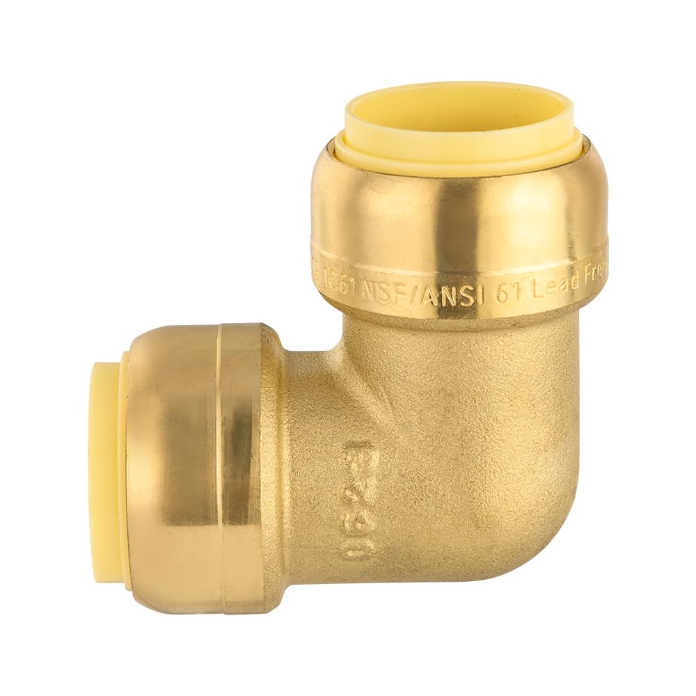 EFIELD - Codo de 90 grados EFIELD de 3/4 pulgadas, accesorios de latón de ajuste a presión para conectar tubos de cobre, PEX, CPVC con clip de desconexión de 1/2 pulgada (12, 3/4 pulgadas)