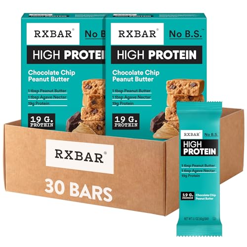 Image of RXBAR High Protein Bars, 18g Protein, Gluten Free, Protein Snacks, Chocolate Chip Peanut Butter (6 Boxes, 30 Bars)