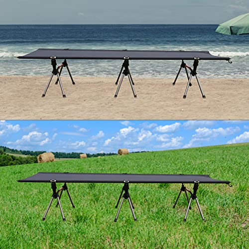 Ultralight Portable Folding Single Camping Cot Tent Bed Aluminium Alloy Metal Frame Include Storage Bag For Indoor Outdoor Hiking Fishing Car Travel For Adult or Kids - Image 3