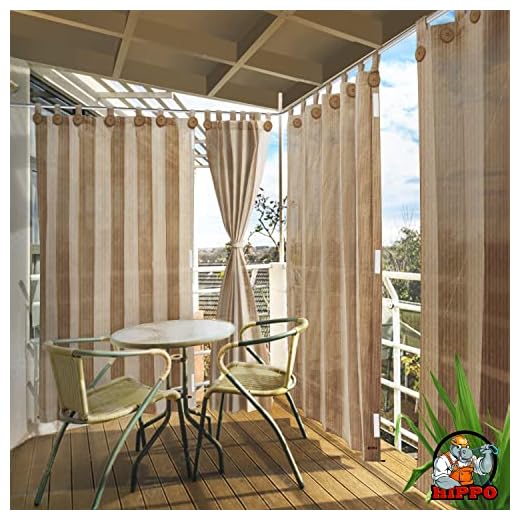 HIPPO - PE 95% Outdoor Sun Blocking Balcony Curtains Loop UV Protection, Sun Shading Light Filtering, Temperature Reducing 9 ft Long Door Curtain, Set of 2 pcs (Persian-Beige || 4.5FTX9FT)