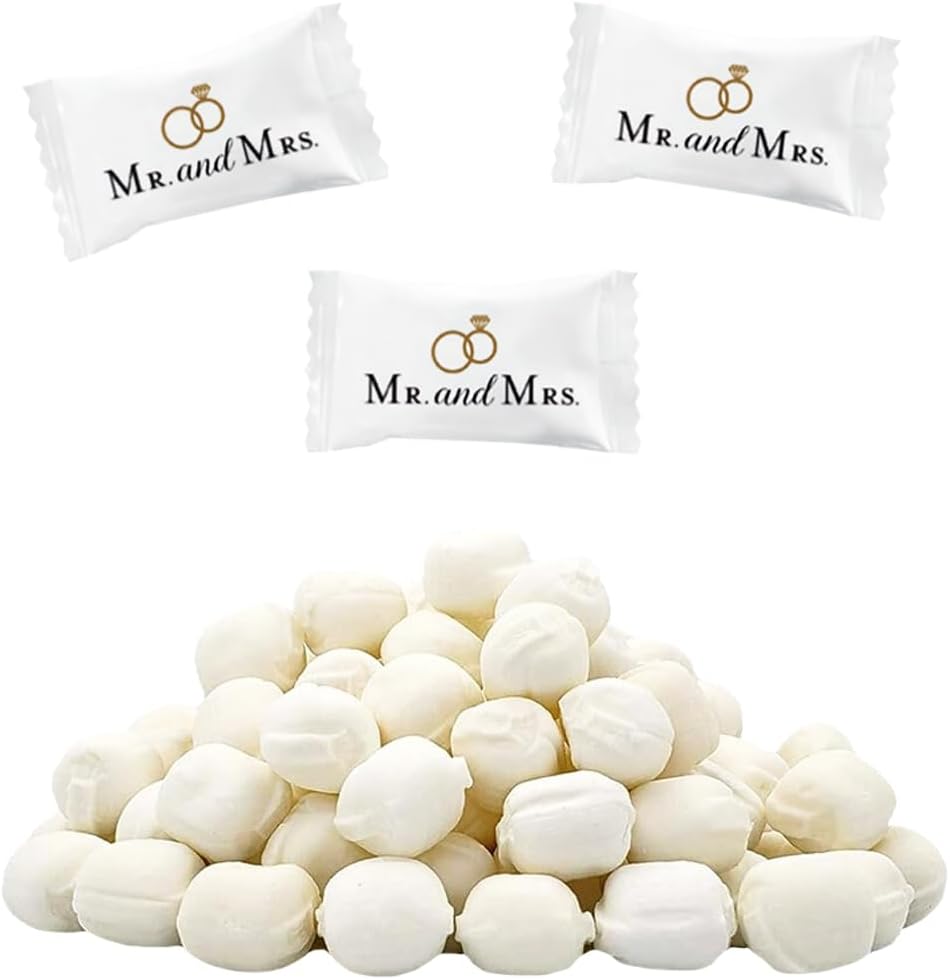 The Dreidel Company Mr. & Mrs. Wedding Buttermints, Mint Candies, After Dinner Mints, Butter Mint Candy, Fat-Free, Individually Wrapped (110 Pieces)