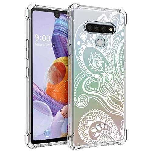 Osophter for LG Stylo 6 Case Clear Transparent Reinforced Corners TPU Shock-Absorption Flexible Cell Phone Cover for LG Stylo 6(Elegant Lace)