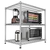 24'Depth Metal Wire Shelving Unit Storage Shelves Adjustable Kitchen shelf Microwave Stand Sturdy Steel Bakers Rack Standing Organizer 1650LBS for Commercial Pantry Garage Factory industrial warehouse