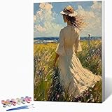Malen Nach Zahlen Frau, Bastelset Erwachsene Abstrakt, Kreativ Set für Erwachsene Mit 3 - Pinseln und Acrylfarbe, Handgemalt Ölgemälde Kit für Deko Wohnzimmer Geschenke für Frauen 70x95cm -WX251047