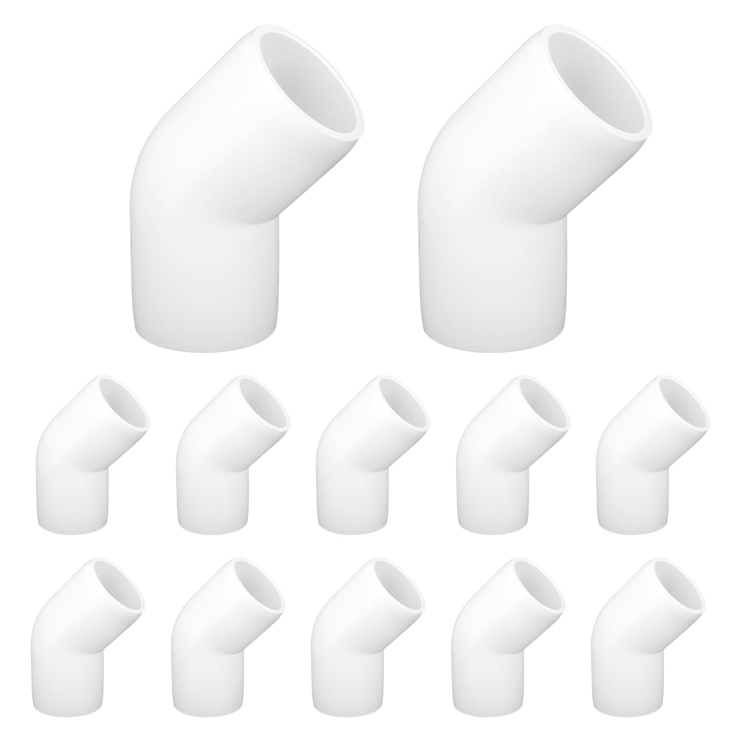 12-Pack 3/4" PVC Fittings 45 Degree Elbow, Furniture Grade 2 Way Pipe Fittings Connector for Schedule 40 PVC Pipe, DIY Furniture, Shelf, Greenhouse