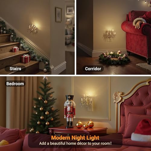 Image of JandCase Night Lights Plug Into Wall,Dimmable Night Light | Warm White & Flame Effect Pendant Night Light, Dusk to Dawn Sensor, 180 Rotatable Plug,for Home Bedroom Christmas Decor