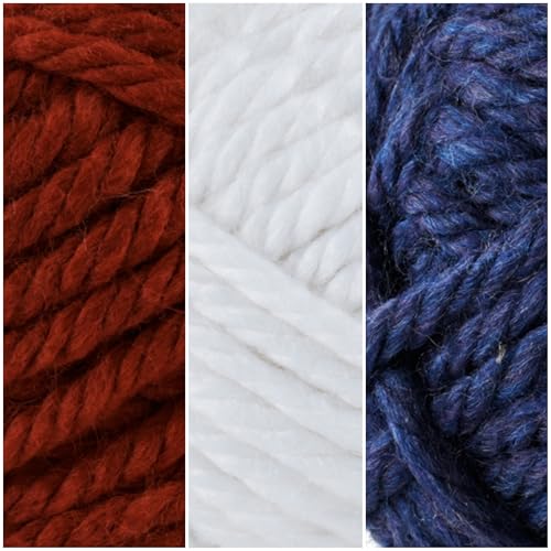 Image of Lion Brand Yarn, Hometown Super Bulky Yarn for Crochet and Knitting, Americana Pack, Red White Blue, 12 Skeins, Fourth of July Crafts, Decor, USA 250 Anniversary
