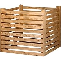 dobar® Green Label Praktischer Komposter Semi | Kompostbehälter aus Lärchenholz | Gartenkomposter mit 350 Liter Fassungsvermögen | 76 x 76 x 73 cm | Natur