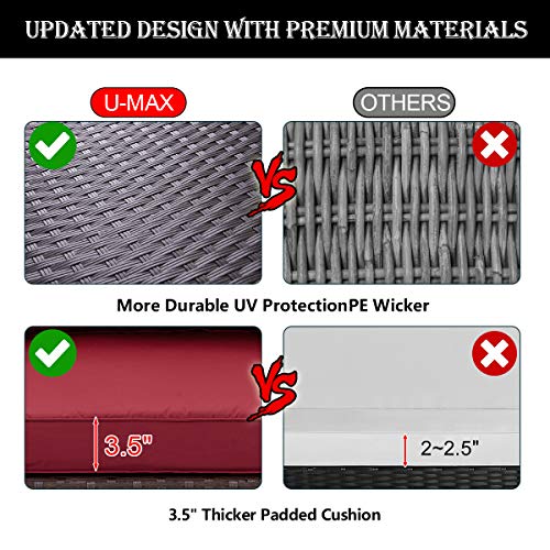 image for U-MAX 7 Pieces Outdoor Patio Furniture Set, All Weather Brown PE Ratta