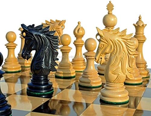 The Chess Empire- Victoria Castle Staunton Chess Pieces Boxwood & Ebony 4.4" King Luxury Wood Chess Set Pieces only