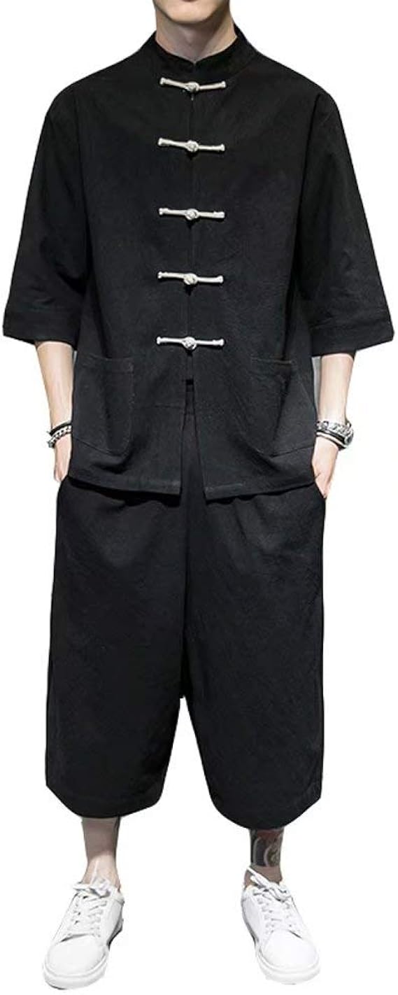 Amazon Tenflow 和装 半袖シャツ サルエルパンツ メンズ 上下セット 羽織 七分袖 クロップド バギーパンツ Tシャツ イベント ゆったり 夏 Qt4018 909 1 ジャージ上下セット 通販