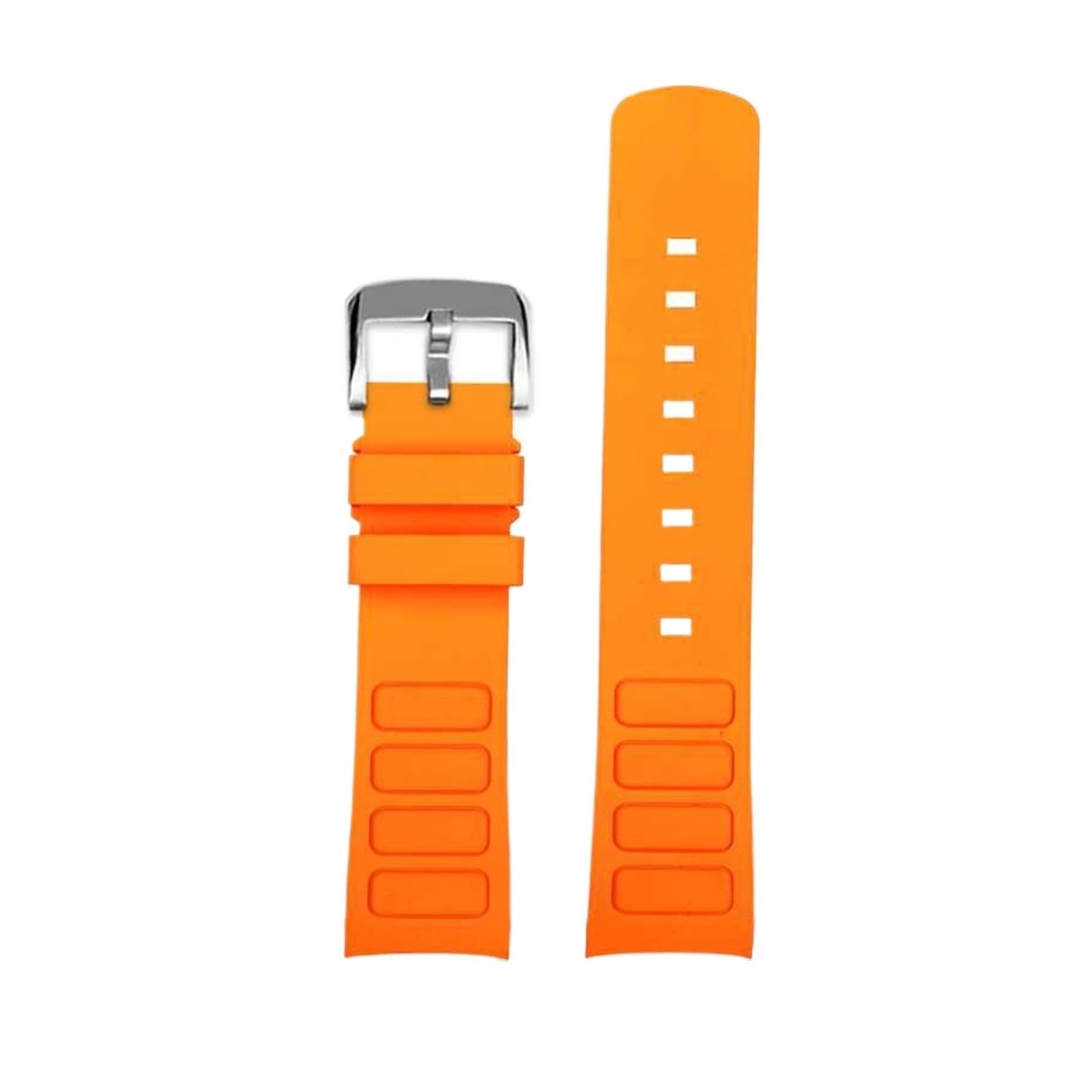Chaîne de montre en caoutchouc de silicone 22mm orange et argent pour modèle M049526A