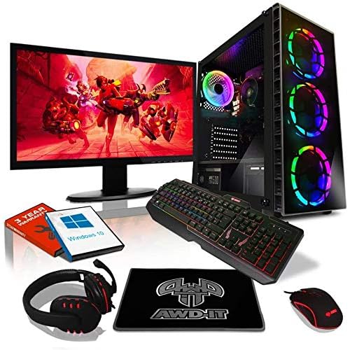 AWD-IT Gaming-PC-Set – AMD Ryzen 5 3400G 4,2 GHz/Radeon Vega 11 • LED-Display 22 Zoll • Tastatur und Gamer Maus • 16 GB • 1 TB • Schutzhülle für RGB • Windows 10