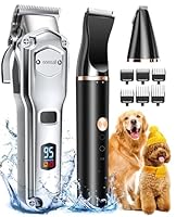 oneisall 3 in 1 Hundeschermaschine dickes/dichtes Fell, Profi Hochleistungs-Hundehaarschneidemaschine Set, Leise Schermaschine für kleine und große Hunde, Katzen und Haustiere (Silber 3in1)