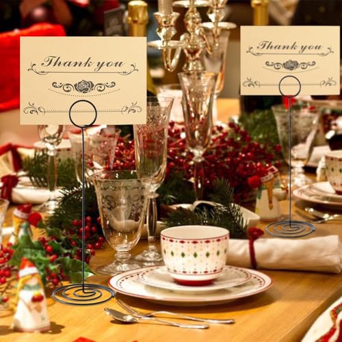 Image of Table Number Holders, 10PCS Place Card Holder, Photo Holder (8.7 inch Black) | Picture Holder, Cards Stand Name Menu Clips, Large Size Table Sign Card Holder for Centerpieces Wedding Birthday Party