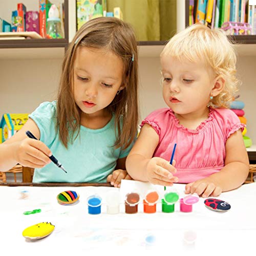 BOKIN Rock Painting Kit,River Stones/Palette/ Round Wood/Transfer Stickers/Acrylic Pen/Brushes Arts Crafts Supplies for Kids and Adults,Mandala Rock Painting,Hide and Seek Gift