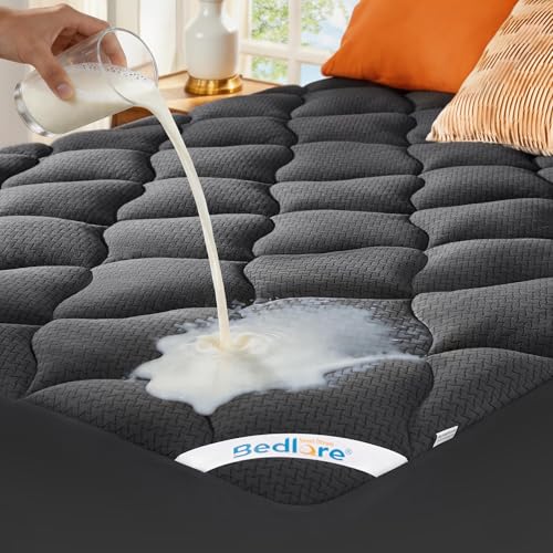 BEDLORE Waterproof Queen Mattress Pad Breathable Mattress Protector with 6-18 Inch Deep Pocket Quilted Fitted Mattress Topper Bed Cover Noiseless & Machine Washable
