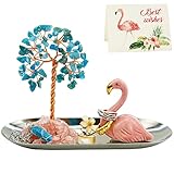 Carselage Flamingo Ring Holder for Jewelry, Blue Apatite Crystal Ring Dish Earring Organizer Trinket
