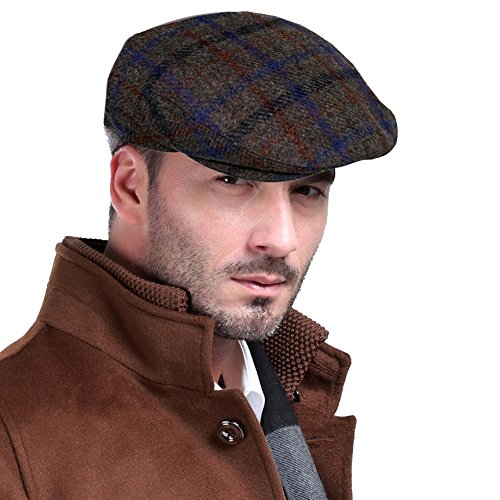 Men's Premium 100% Wool Classic Ivy Newsboy Collection Hat (M)