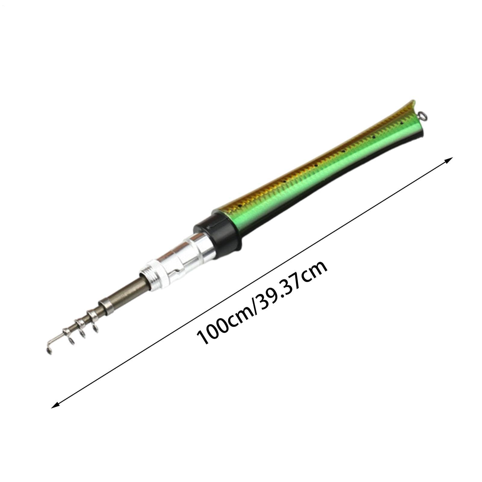 Canna da a penna, 20,3 x 2,5 cm, canna pieghevole tascabile e mulinello | asta compatta, attrezzatura portatile per in mare, stagno, fiume, fornisce leggerezza e praticità di viaggio per i