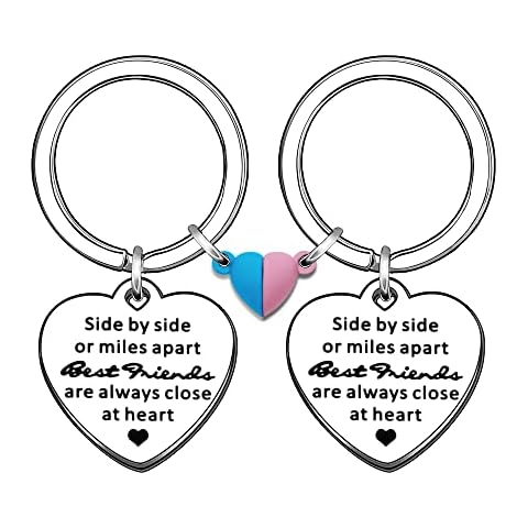 2Pcs Best Friend Keyring Key Rings for Women Girls Heart Keychain for Friends Friendship Gifts Birthday Gifts Graduation Gifts Christmas Gifts(2pcs - best friends) Cover