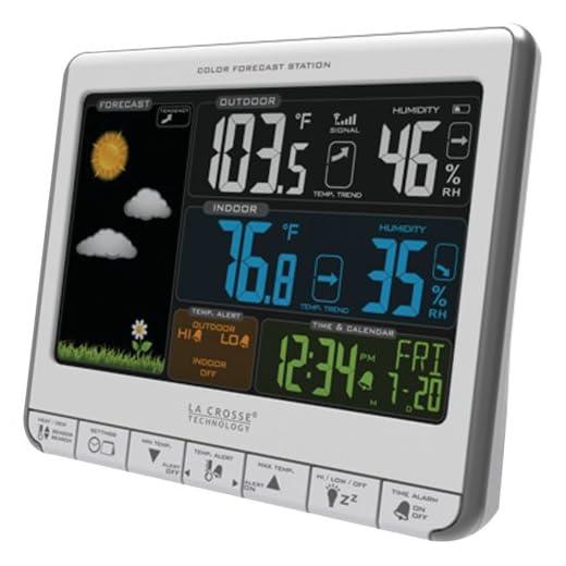 La Crosse Technology 308-1412S Color LCD Wireless Weather Station with USB Charging Port and Customizable Temperature Alerts
