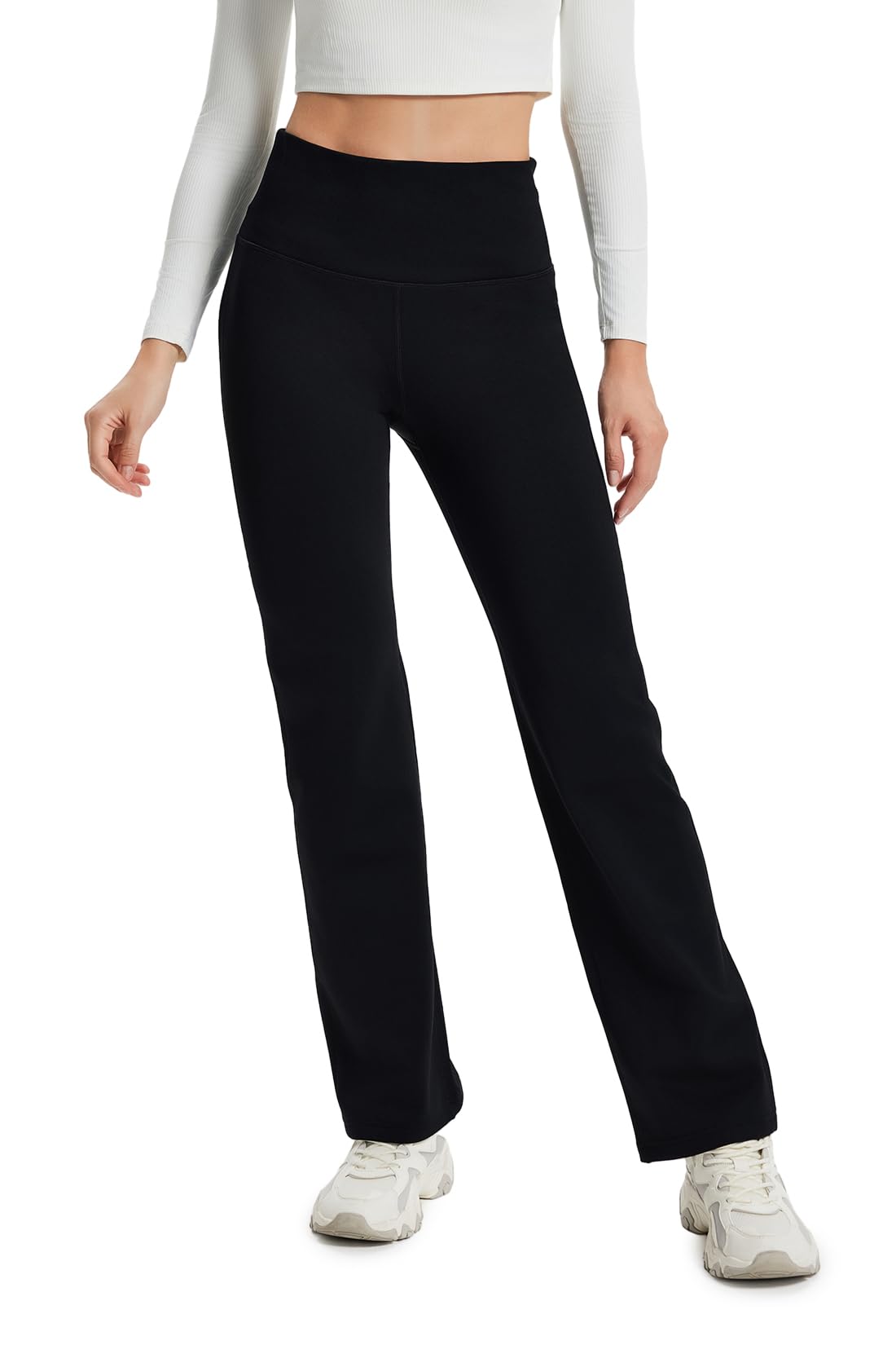 Yogipace Women's CozyWarmth Thick Fleece Lined Straight Leg Sweatpants with Wide Waistabnd Warm Thermal Yoga Pants Zip Pocket
