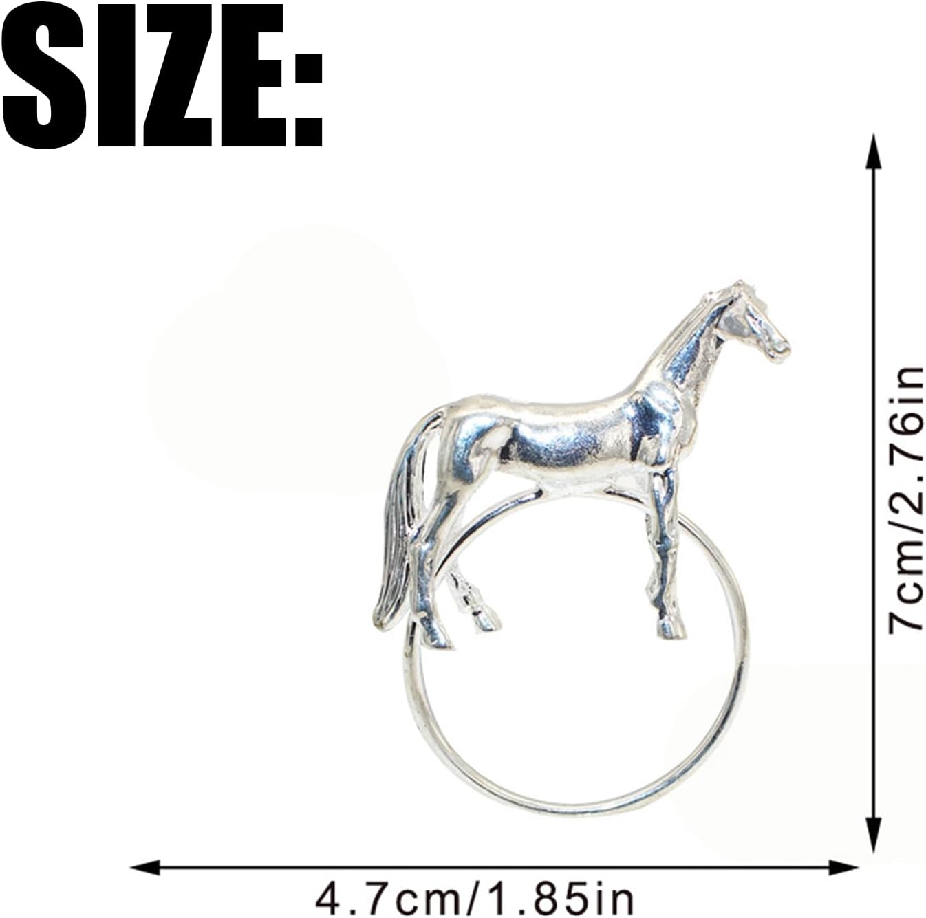 12PCS Brass Horse Napkin Rings, Horse Napkin Rings, Gold Western Equestrian Napkin Buckle,Suitable for Christmas, Thanksgiving, Banquet, Party Table Decorations (Silver)