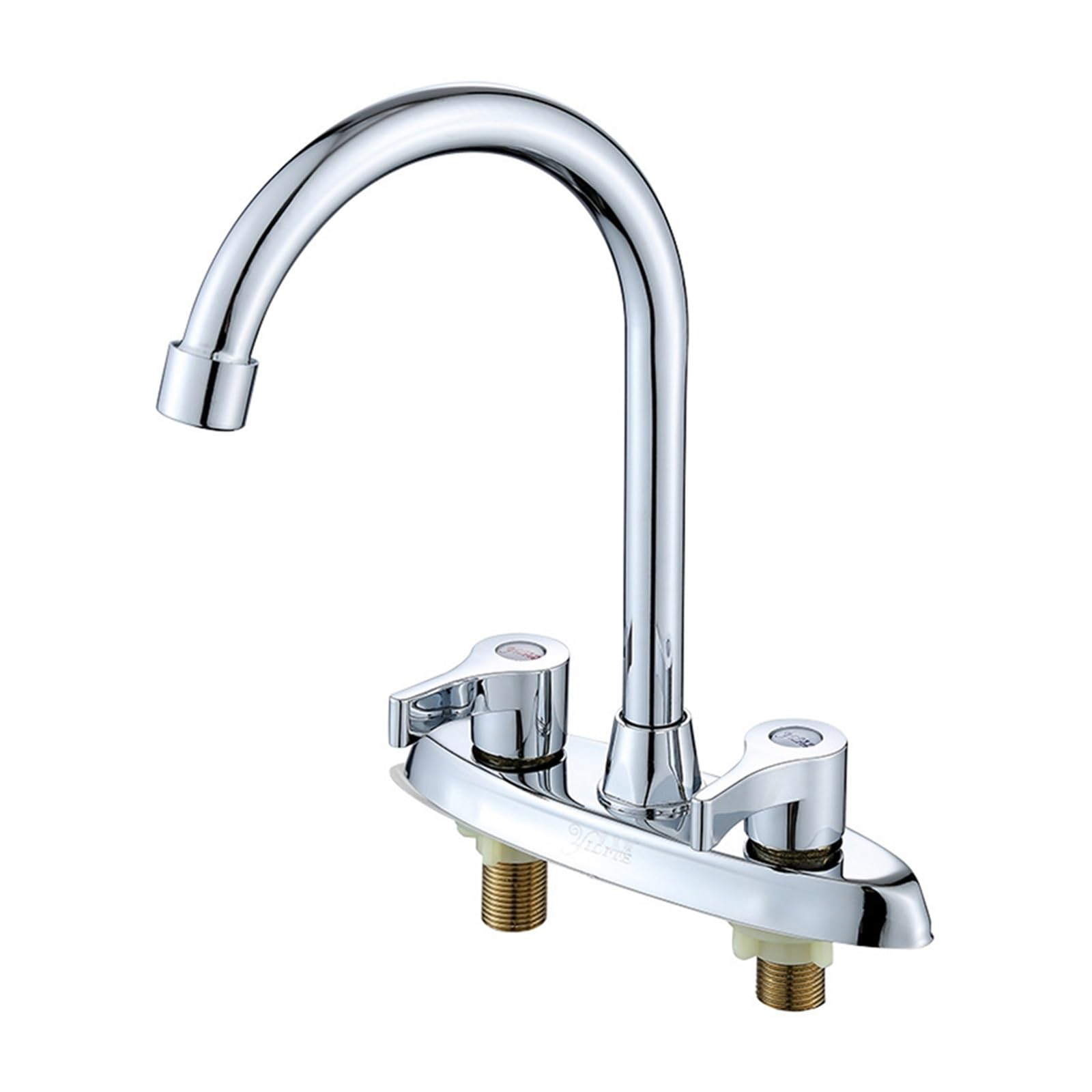 MXXQRHF Faucet, Double Hole Handle Kitchen Faucet, Brass Rotary Hot and Cold Basin Sink Mixer Tap, Sink Water Mixer Washbasin Kitchen Faucet