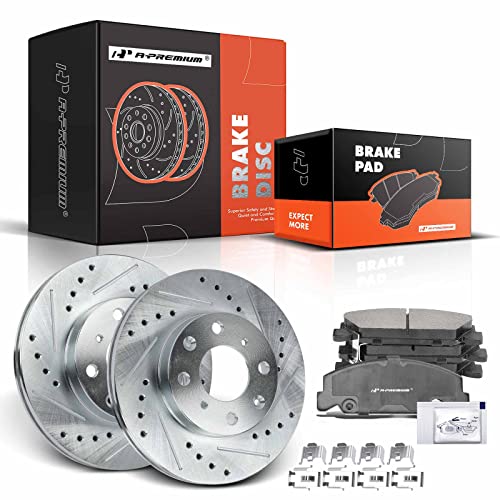 Image of A-Premium 9.45 In (240mm) Front Brake Rotors & Ceramic Pads Kit, 6-Pack | Compatible with Honda Models - Civic 1990-2000, Civic del Sol 1993-1997, CRX 1990-1991, 6-Pack