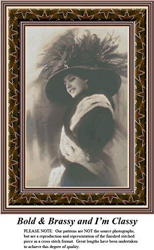 Bold & Brassy and I'm Classy, Sepia Counted Cross Stitch Pattern (Pattern Only, You Provide the Floss and Fabric)