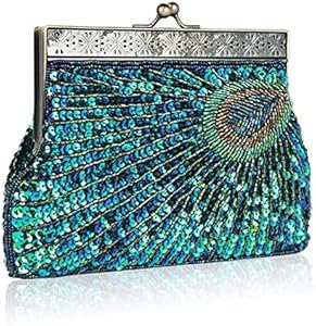 CORIOS Vintage 1920 Kralen Avondtas Parel Clutch Bag voor Vrouwen Bruids Bruiloft Portemonnee Pailletten Strass Handtas Exquisite Handgemaakte Borduurwerk Bloemen Schoudertas Glitter Crossbody Tas