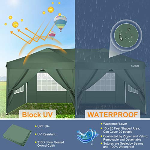 Image of COBIZI Canopy 10x20 Pop Up Canopy Tent,Yellow