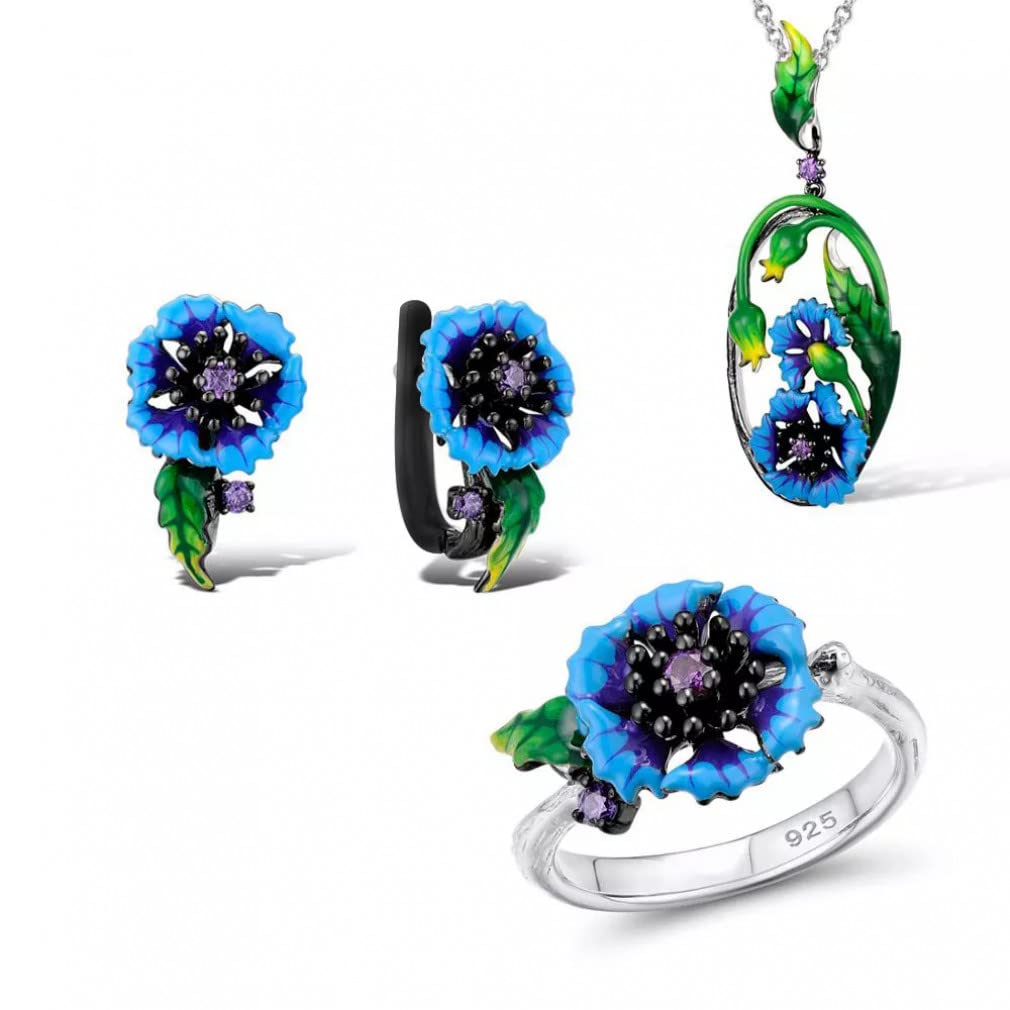 Jewelry Set Floryczka i kolczyki w zafirze na uroda kobiet