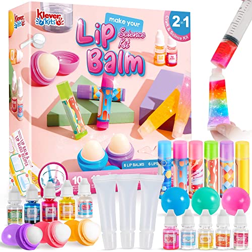 Klever Kits Lip Balm Making Kit for Kids, Make Your Own Lip balm Kit, DIY Lip Gloss Set for Teens,...