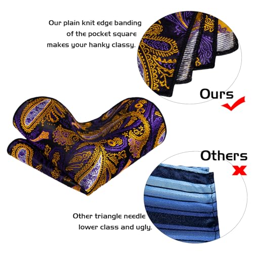 Image of 5PCS Tie and Pocket Square for Men, Silk Necktie and Handkerchief Cufflinks with Gold Ring and Lapel Pin Set